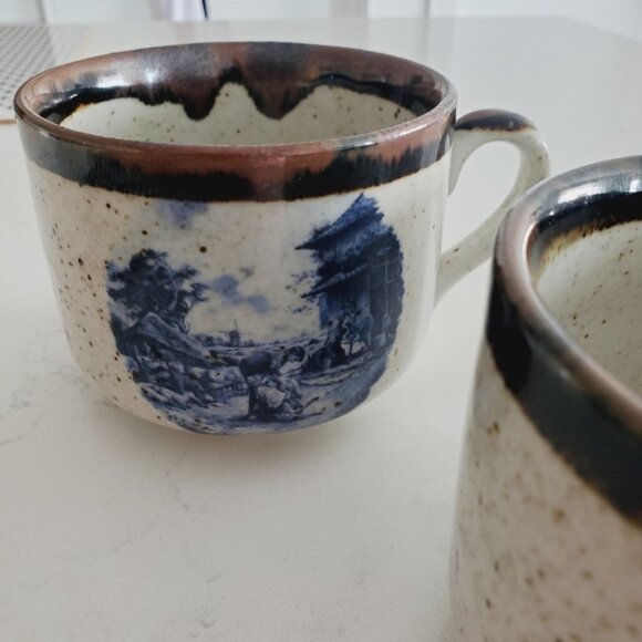 Vintage Dutch Mug Speckled Stoneware Otagiri Style Milkmaid Tea Mug Coffee Set 3 - Picture 5 of 8